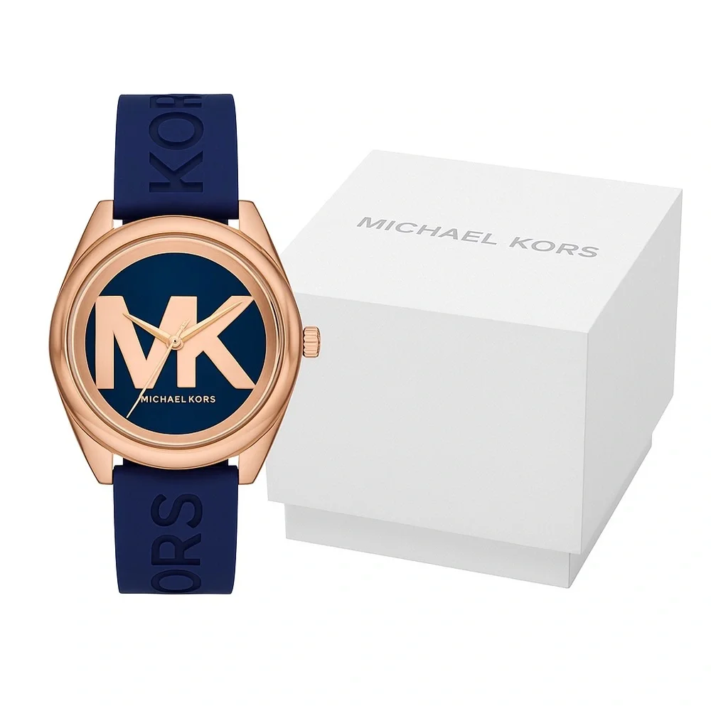 Michael Kors Janelle Ladies Watch Rose Gold and Blue MK7140 - Picture 1 of 4